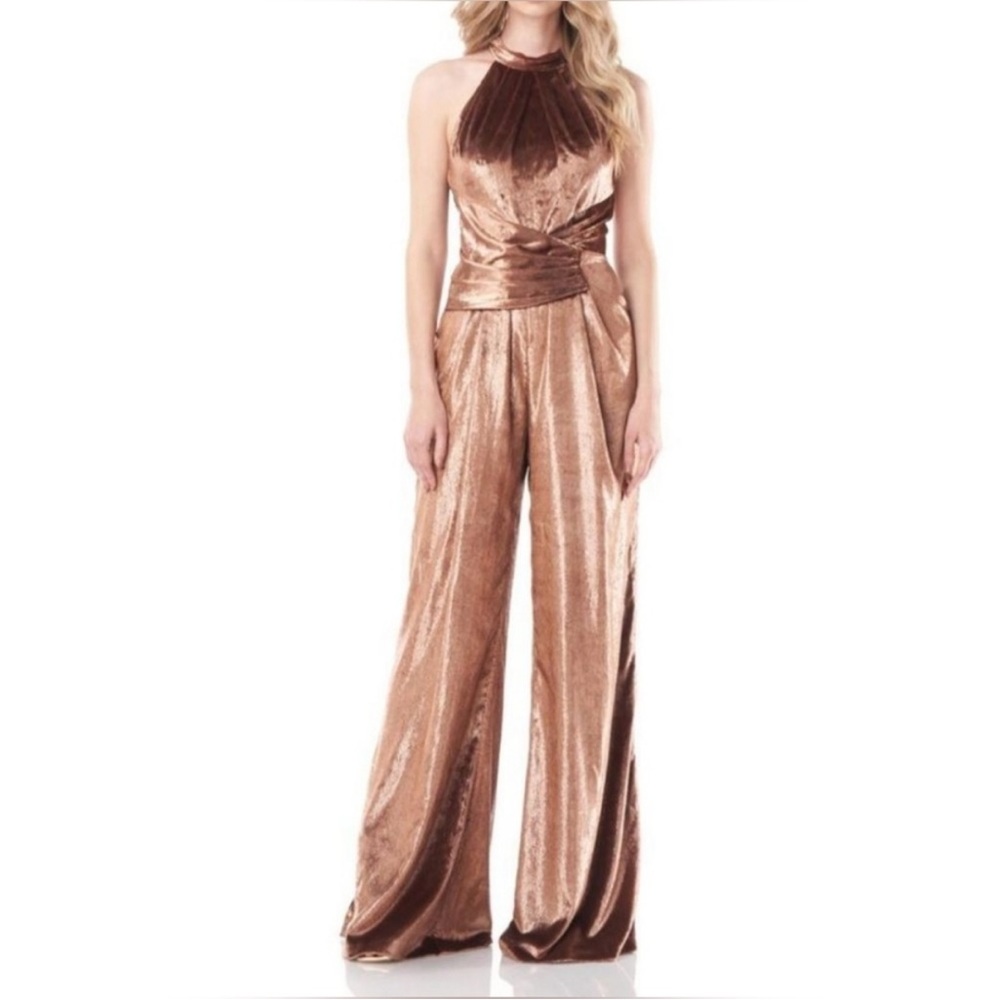 Kay Unger Shimmering Bronze Jumpsuit